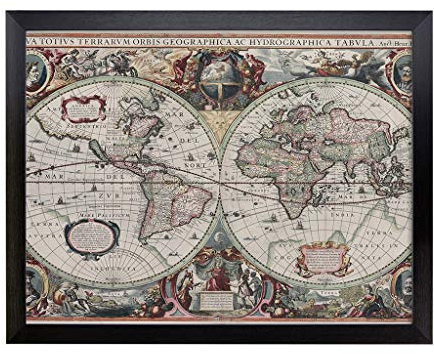 Lap Tray with Cushion | Henricus Hondius II - Vintage World Map | Padded Bean Bag Cushion | For Eating, Working, Crafting, Laptop | Portable Table Desk
