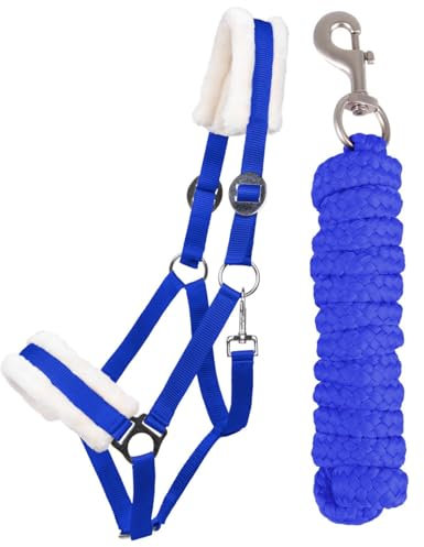 ARBO-INOX Halfter-Set Starter mit Kunstfell Halfter und Führstrick (Cob Vollblut, Kobaltblau)
