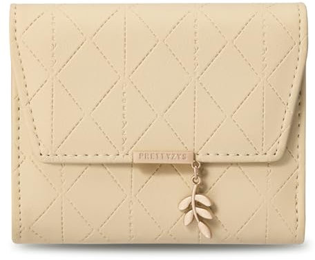 ANYWN Geldbörse Damen klein, Geldbeutel Damen, kleines Portemonnaie, Elegante Geldtasche klein mit Großes Münzfach Y-Apricot