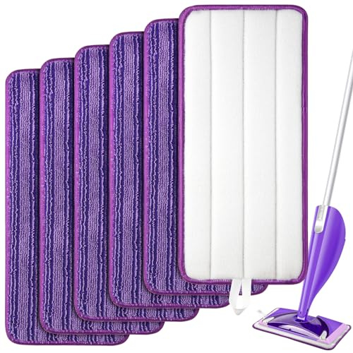 Wiederverwendbare Wischpads, Nasspads, Nachfüllpackung, waschbar, Mikrofaser-Wischtücher, Ersatz für Swiffer Wetjet, 30,5 cm, Allzweck-Bodenreinigung, 6 Stück