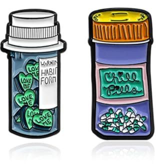 Medicine Bottle Brooch Pin CHILL Pill Bottle LOVE ME Drifting Bottle Box Brooches Enamel Pin Badge for Clothes Caps Bags Jackets