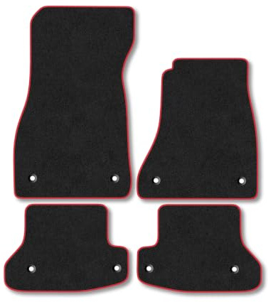 Audi A5 [Cabriolet] (2016+) Car Mats Accessories Tailored Fit Carpet Floor Mats non Slip Red Trim Full Coverage Compatible Accessory Front Rear Set Anti Slip Granulated Backing Hand-Finished