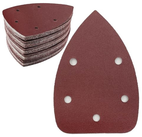 Pack of 50 Sandpaper Triangle Sanders, 180 Grit 5-Hole Sanding Pads Sandpaper Delta Sander Sanding Sheets for Triangle Sanders 140 x 100 mm