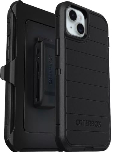 OtterBox iPhone 15 Plus & iPhone 14 Plus (Only) - Defender Series Case - Black - Screenless - Rugged & Durable - with Port Protection - Holster Clip Includes - Microbial Defense Protection