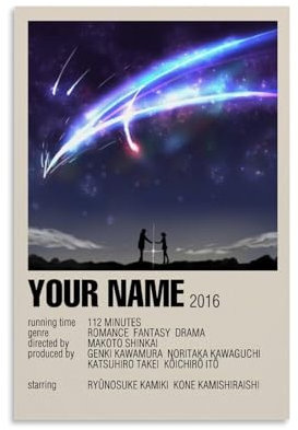 LETOOUY Japan Anime Your Name Fanart Poster Dekorative Malerei Leinwand Wandkunst Wohnzimmer Poster Schlafzimmer Malerei,Wandkunst Bilddruck Moderne Familienzimmer Dekor 12x18inch(30x45cm)