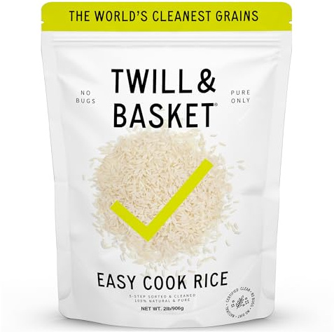 Twill & Basket Easy Cook Rice 2 lb - Fluffy Results Every Time, Quick to Prepare, Perfect for Everyday Meals - No Preservatives Kosher Food, Naturally Gluten-Free
