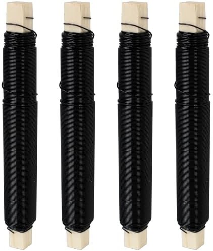 4Stk Set Basteldraht Wickeldraht Bindedraht,Draht Zum Basteln,Stärke 0,7mm Je 30m100g Als, Stabil und Vielseitig Als Bindedraht für Pflanzendraht, Adventskranz,Garten, Daheim, Büro (Schwarz)