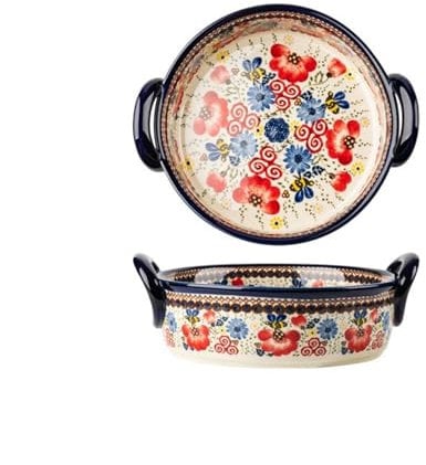 SDA287MZ Hornear Lasaña Vajilla esmaltada for el hogar, Plato de cerámica for Hornear a Alta Temperatura, tazón con Mango de Gran Capacidad, Plato Hondo Plato para lasaña(18.5cm)