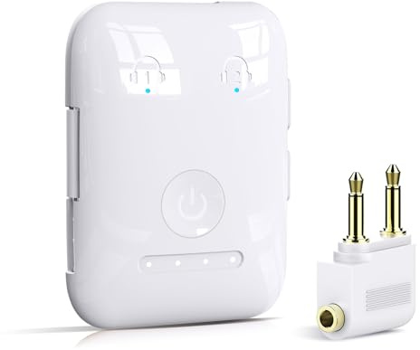 High Quality Bluetooth 5.4 Transmitter, Aeroplane Bluetooth Adapter, Supports 2 AirPods/Headphones, Bluetooth Transmitter for TV, Airplane, Gym, with aptX Adjustable and Low Latency
