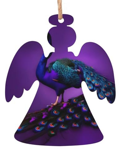 Weihnachtsbaumschmuck aus Holz, Pfau, Violett