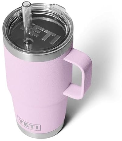 YETI Rambler Straw Mug, Stainless Steel Vacuum Insulated Mug with Stronghold Lid, Cherry Blossom, 25 oz (739 ml)