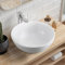 Warmiehomy Vasque ronde en céramique à poser avec égouttoir pour salle de bain, vestiaire, lavabo (blanc, 32 x 32 x 13 cm)