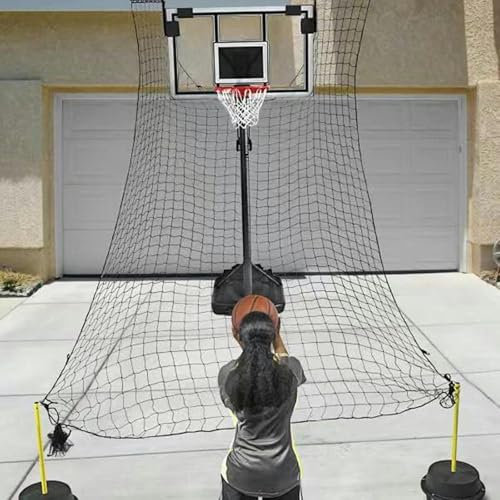 Generisch Großes Rebounder-Basketball-Rücklaufsystem mit Netz, robuster Ballwurftrainer für 3-Punkte-Würfe/Sprungwürfe/Freiwürfe, Basketball-Catcher-Trainer mit automatischem Schutz