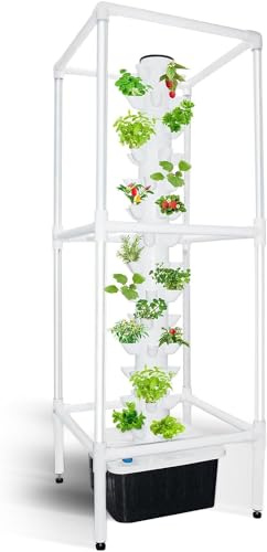 Hydroponics Growing System with LED Grow Light - 45 Holes Garden Smart Planter Vertical Tower for Germination Aeroponics Kit