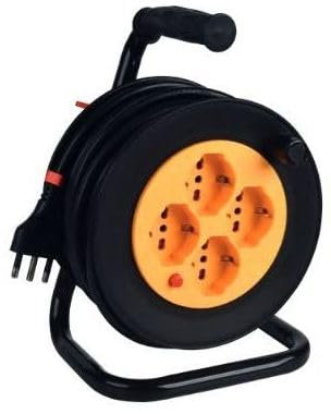 Helio Home HE627 Avvolgicavo Elettrico da Interno/Esterno, 25 Metri, 4 Prese