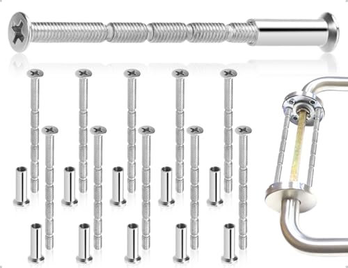 Emezddo 10 pièces vis de connexion, vis de manchon de connexion M4, connecteurs de meubles, utilisés pour poignée de porte en trou de serrure, armoire, salon, tiroirs, école, bureau