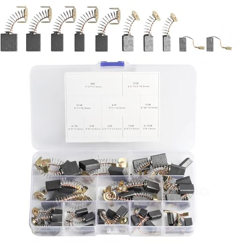 40 pcs Electric Motor Carbon Brushes, 10 Sizes Electric Motor carbon Brush Set, Carbon Brush Replacements Compatible with Angle Grinder, Electric Hammer Drills, Circular Saws