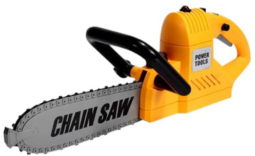 Kids Chainsaw 1:1 Scale Realistic Toy Chainsaw Battery Powered Fake Educational Pretend Play ABS Prop, Kids Gifts, Yellow