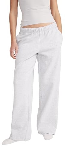 Style & Republic Damen Relaxed Fit Jogginghose aus Baumwolle | Weites Bein, Elastischer Bund mit Kordelzug, Ultraweich Fleece, Loungewear für Yoga & Freizeit, Sweathose mit Taschen, Light Gray M