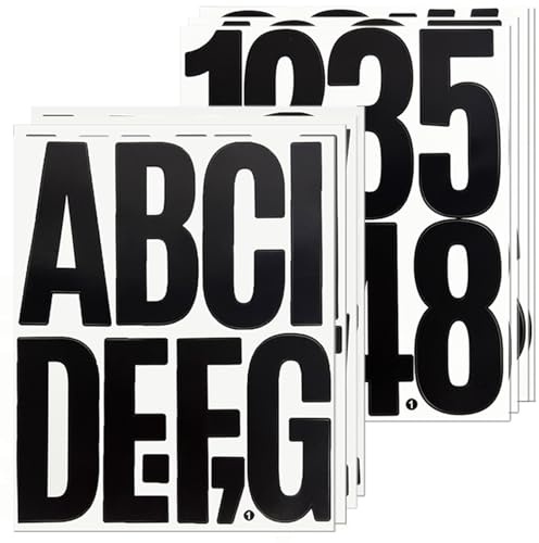 8 Sheets 5 Large Capital Letter Number Stickers,Waterproof & Self Adhesive Alphabet Sticker for Mailbox Outdoor Party Cafe DIY Decor(81 Pieces,5 Inch Black)