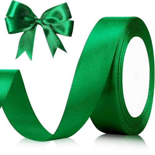 22M Ribbon for Gift Wrapping,20mm Wide Green Ribbon, Thick Fabric Gift Wrap Ribbons for Crafting,Halloween & Christmas,Wedding & Valentine's Day Decoration
