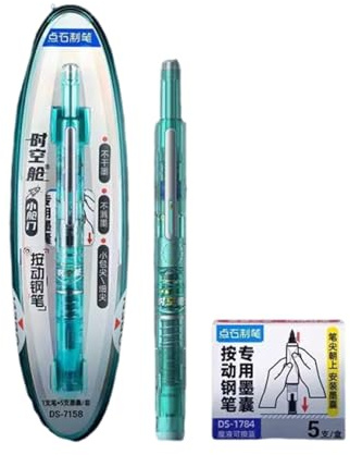 idqwsswt Writech Clictek Retractable Fountain Pen Medium Nib For Smooth Clear Lines Retractable Fountain Pens For Writing, greener, ErasableBlue 1+5
