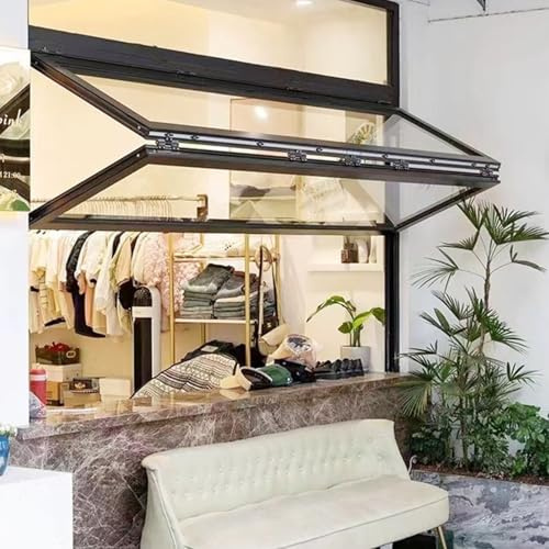 Ventana corrediza pequeña aluminio con elevación vertical montaje empotrado, ventana servicio doble hoja para camiones comida, puestos venta y uso en cocinas comerciales(WxH: 40x50in/102x127cm)
