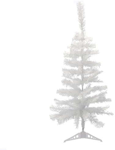 Festive Productions 90cm White Artificial Table Christmas Tree – Small Indoor Decoration with Plastic Stand – Compact PVC Design for Homes Offices and Seasonal Displays