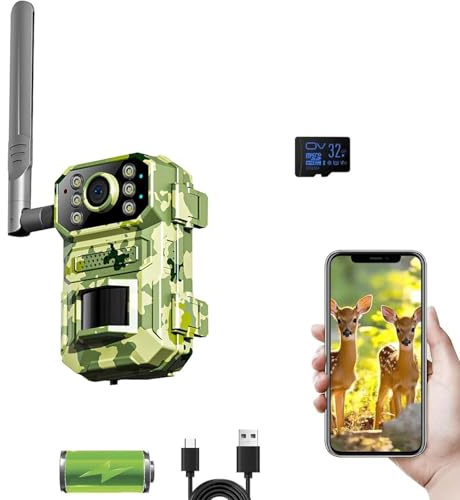 DaoWhisper Beyerswerk's NatureEye Pro 4K Wildkamera mit Bewegungserkennung, Solarladepanel, 4G LTE, Weitwinkelüberwachung für Außenbereich - Überwachungskamera für Outdoor (ohne Solar)