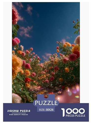Bunte Blüten Puzzles 1000 Teile Herausforderung Spielzeug Erwachsene Über 12 Jahre Garten Puzzlespiel Bildungsherausforderung Kreative Freizeit Home Decoration Gift 38x26cm/1000pcs