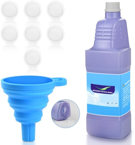 Fenkabs 1.25L Replacement Bottle for Flash® Power Spray Mop™ | Refillable, LeakFree HDPE Solution Bottle, 42.3 FL OZ with 7 Sealing Pads and Folding Funnel, Cleaning solution not included