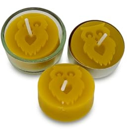 Teelichter aus 100% Bienenwachs mit Aluhülle - Set-Angebot (20er Set, Eule)