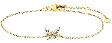 Julie Julsen JJKBR34457-G Mädchen Armband Schmetterling Sterling-Silber 925 Gold weiß Zirkonia 15 cm