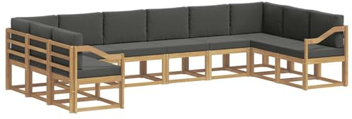 vidaXL Outdoor-Sofagarnitur mit Kissen 10 pcs Weiß und Anthrazit, Gartenliege, modernes Lounge Set, wetterbeständige Möbel, perfekte Sitzgruppe für den Außenbereich