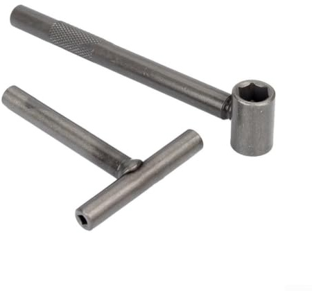 CashMuch T Handle Wrench Set 3mm 4mm 9mm 10mm for Valve Adjustment - Hex Socket Spanner Tool Motorcycle Repair Kit Grey Metal 2PCS