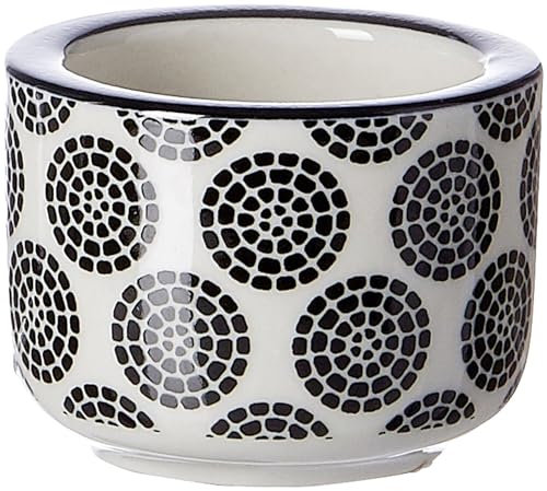 Ritzenhoff & Breker Takeo Circles Teelichthalter, 6 cm, Runder Kerzenhalter mit vollflächigem Dekor, Skandinavisches Design, Mix-&-Match-Dekoration, Porzellan, Weiß und Schwarz