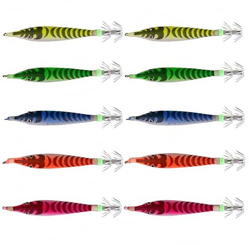 LSHEL Garnelen Köder für Angeln Squid Jigs Octopus Tihtenfisch Kunstköder Angelköder 10 Stück