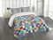 ABAKUHAUS marokkanisch Tagesdecke Set, Aufwändige Patchwork-Motiv, Set mit Kissenbezügen Waschbar, für Einselbetten 170 x 220 cm, Dunkelblau Mehrfarbig