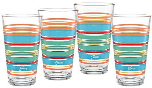 Offizielles Lizenzprodukt von Fiesta Stripes, 473 ml, konisches Kühlglas (4 Stück) (Rainbow Radiance Collection)