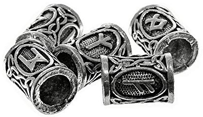 Keltische Wikinger-Runenperlen aus Metall – zum Erstellen von Armbändern, Halsketten oder anderem Schmuck und Zubehör (Antiksilber, 10 Stück)