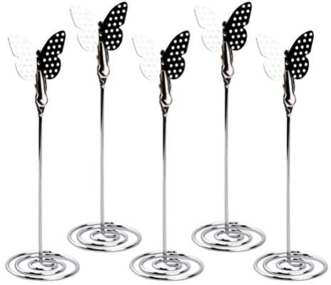 5 Stück Tischkartenhalter Schmetterling Foto Clips Metall Tischnummernhalter Name Tischkarte Foto Stand Memo Clips für Hochzeitsbankett