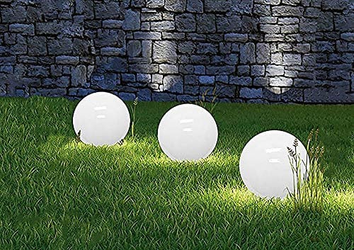 Dapo LED-Solar-Kugel-Außen-Leuchte OLA D: 15+20+20cm mit Erdspieß IP44 Dekorations-Boden-Terrasse-Rasen-Treppenhaus-Balkon-Leuchte-Lampe (D: 15+20+20cm)