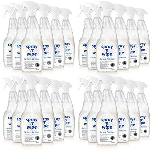 Spray N Wipe | Antibacterial Spray Cleaner | 24 x 750ml Bottles | Kitchen & Bathroom | Antiviral Surface Sanitiser | Tested & Certified | Sanitising Effect up to 28 days