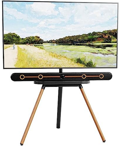 PUTORSEN Tripod Supporto TV Universale, Dimensioni Schermo 43-65, LCD/LED/OLED/QLED, Girevole e Adattabile in Altezza, Max VESA 400 x 400mm, Design Elegante, Nero