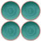 Lot de 4 assiettes rustiques en mélamine Turquoise