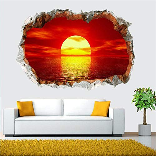 UYEDSR Adesivo murale 3D Tramonto Paesaggio Pittura Adesivi murali Soggiorno Camera da Letto Decorazione della casa Arte Moderna murale Natura Morta Pittura