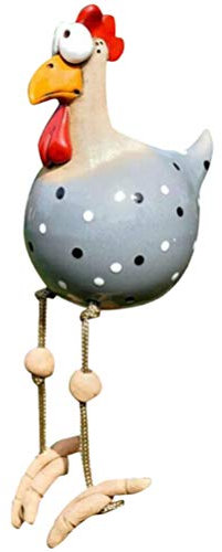 GDZTBS Deko-Huhn Harz Und Keramik Hahn 25 cm Garten-Huh Garten-Deko Gartenstecker Figur Terrasse Wetterfest Tierfigur Ornament Garten Hof