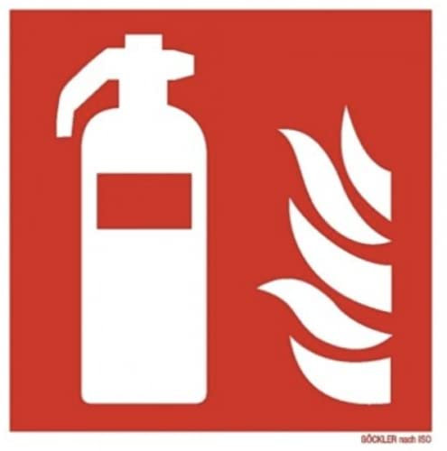 Cartello estintore 15 x 15 cm plastica fosforescente