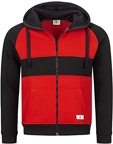 Rock Creek Herren Sweatjacke Hoodie Kapuzenjacke Kapuzenpullover Herren Reißverschluss Pullover Übergangsjacke Fleecejacke Herrenjacke H-278 Rot-Schwarz S