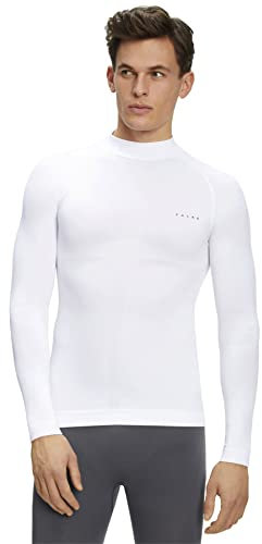 FALKE Herren Baselayer-Shirt Warm High Neck M L/S SH Funktionsgarn schnelltrocknend 1 Stück, Weiß (White 2860), XXL